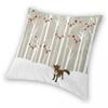 Winter Forest Snow Fox Square Pillowcase Polyester Linen Velvet Printed Zip Decor Room Cushion Cover
