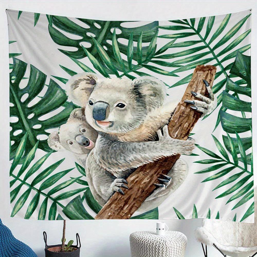 Cute Koala Tapestry Adorable Tropical and Playfully Unique Wall Art for an Enchanting Decor Statement 74x94cm(29x37in)