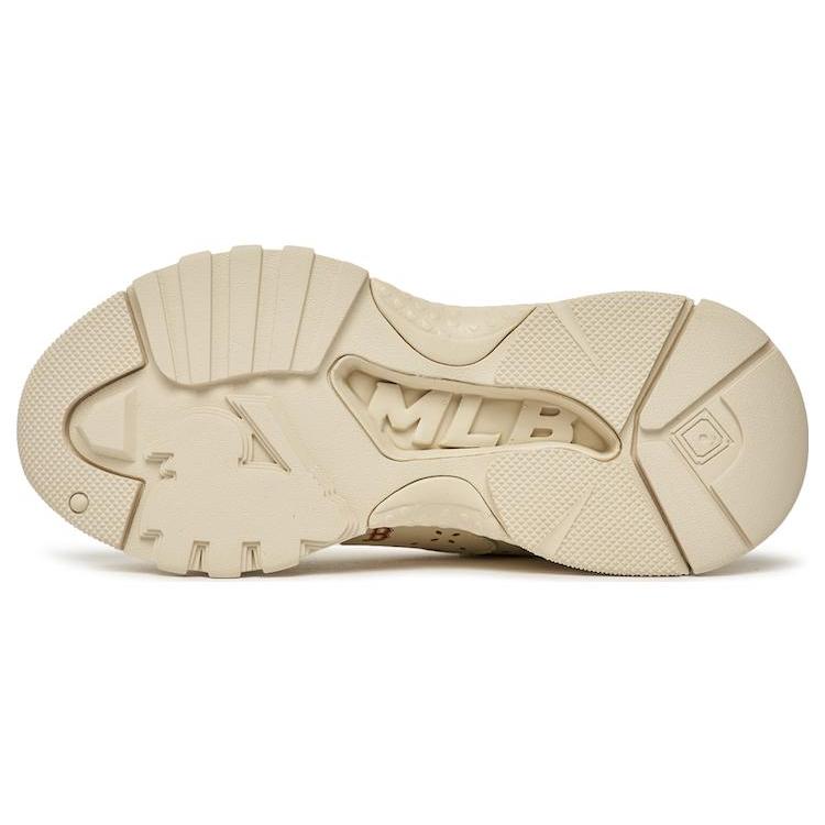 New MLB Big Ball Chunky Cushioning Anti Slip And Wear Resistant Low Top Chunky Sneakers Unisex Beige Yellow 3ASHMS13N-43BGS