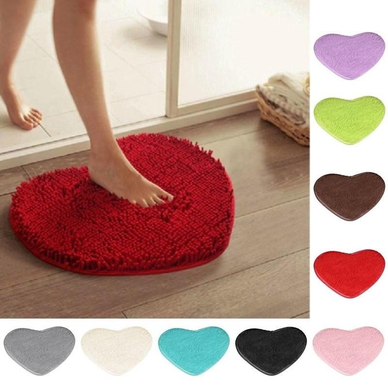

1pcs Home Decor Fluffy 40*28cm Love Heart Shape Non-slip Bath Mats Bathroom Carpet Shower Mat Toilet Bathroom Rugs 40 28cm чёрный