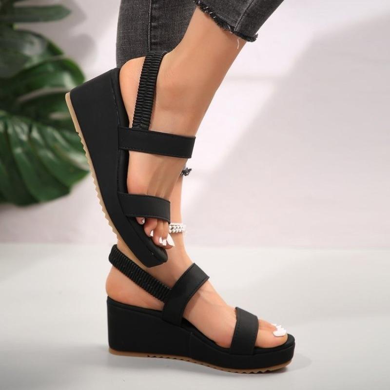 Fashion New Women Slingback Wedge Sandals Outdoor Summer Lightweight Slides Solid Color Thick Bottom Ladies Slipper Female Roman Sandals
