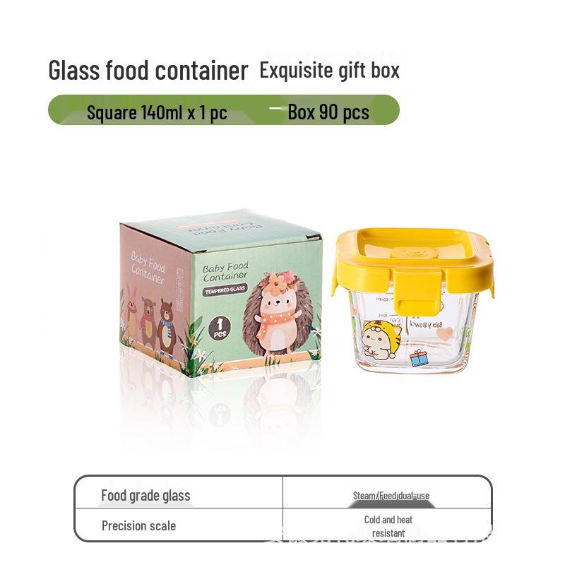 Sealed Glass Baby Food Container: Steamable, Microwaveable Portioning Bowl for Fresh-Keeping & Sampling