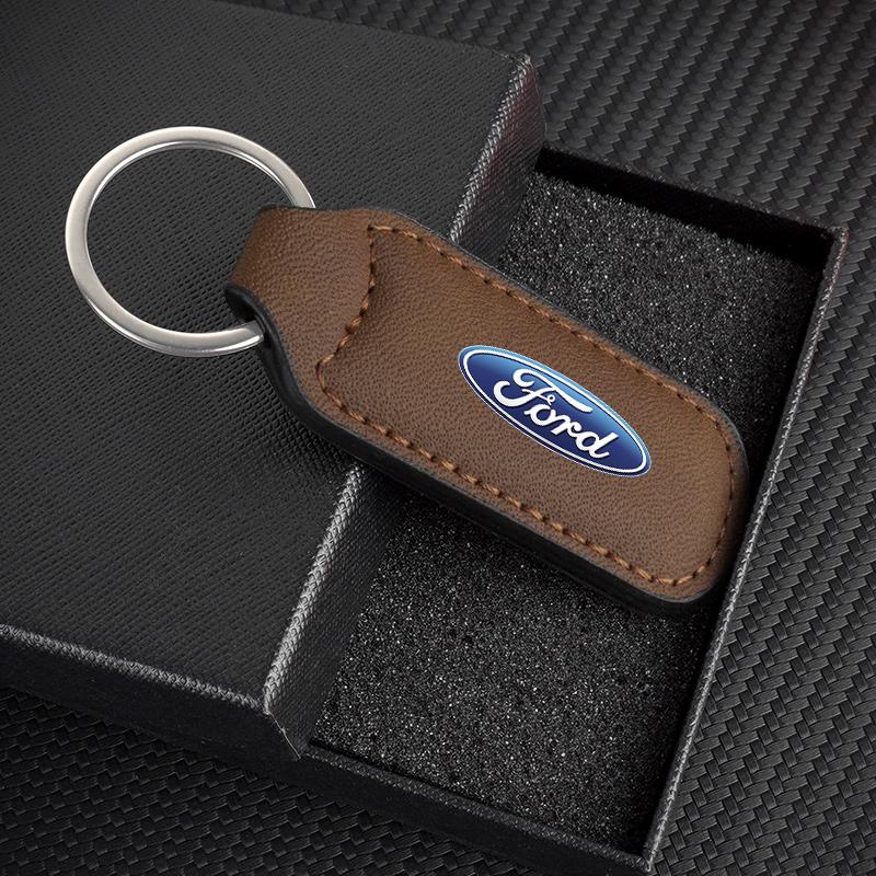 PCKF8 PU Leather Car Keychain Holder Keyring Pendant For Ford ST FOCUS 2 3 Mondeo Fiesta Kuga MK2 MK3 MK4 Ecosport Fusion Accessories