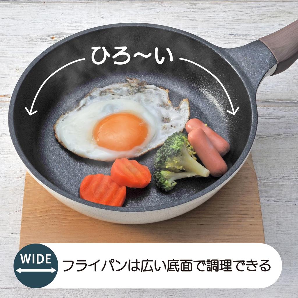 CozyCook Frying Pan Mega Diamond Stone Coating 20cm, IH/Gas Compatible, Lightweight, Non-stick,
