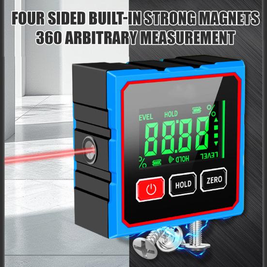 Rapporteur d'angle numérique magnétique Affichage LCD Boîte de niveau électronique Cube précis Inclinomètre Scie à table Scie à onglet Rapporteur Outil de mesure pour le travail du bois
