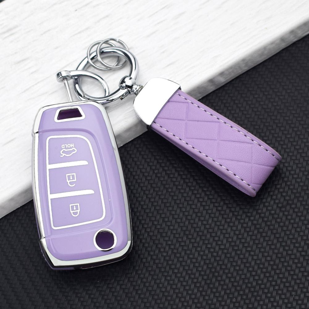 3/4 Button TPU Car Flip Key Case Cover Fob for Hyundai Elantra Tucson KONA I30 Santa Fe Solaris Genesis Azera I40 I35 Key Chains
