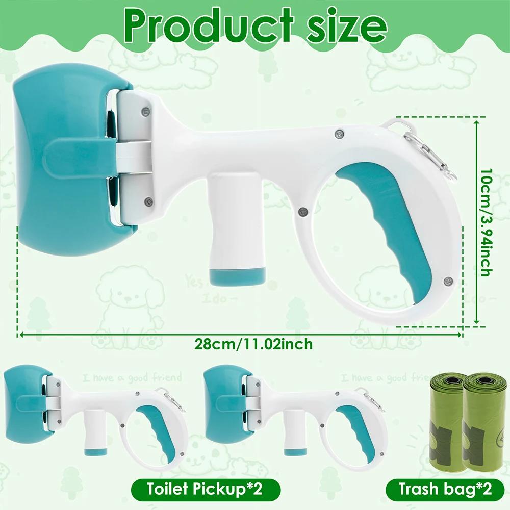 

2Pcs Dog Pooper Scooper ABS One Button Dog Waste Scooper with 2 Roll Garbage Bag Portable Doggie Waste Picker Upper Pet Supplies 2Pcs зелений