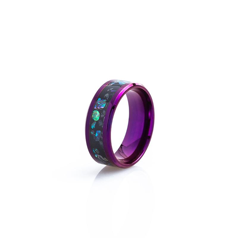 

New Double Color Purple Blue Inlaid Abalone Shell Pattern Men s Trendy Ring, Men s Punk Hip Hop Ring, Handmade 13