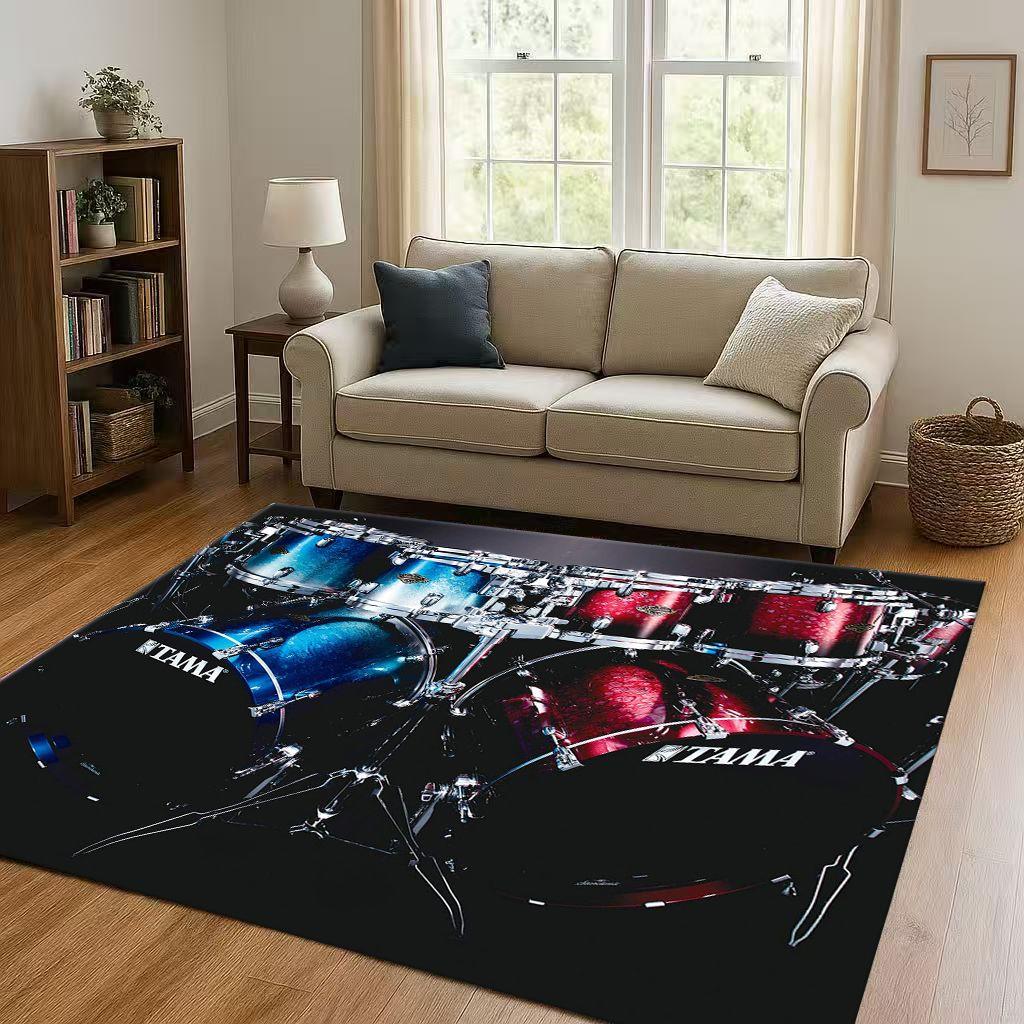 Classic Drum Kit Drum Set Rock Music Instruments Living Room Non-Slip Area Rug Carpet for Bedroom Playroom Sofa,Home Doormat