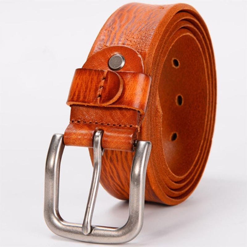 Genuine Leather Retro Pin Buckle First Layer Cowhide Belt Casual Pants Belt Men'S Casual Belt Trendy, Personalized Belt
