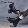 New Martin Boots Women's Shoes, Retro Soft Leather Single Boots, Thick-soled Height-increasing Boots with Fleece Devotion
