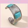 Alloy Ethnic Style Hand Jewelry With Turquoise Open Wide Bracelet For Women
