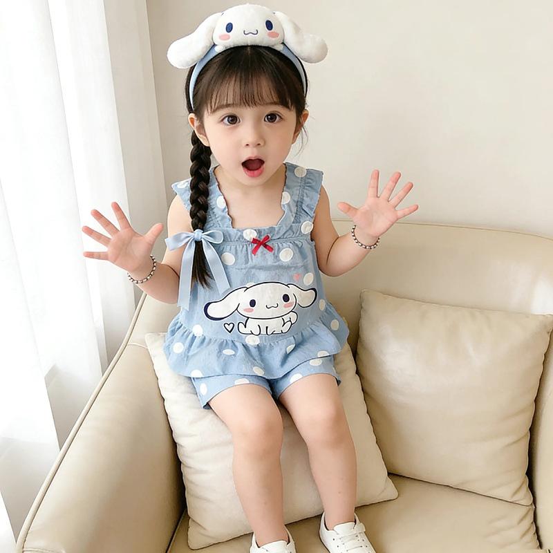 2026 Sommer Kinder Pyjama Set: Süßes Cartoon-Camisole-Top und Shorts für Mädchen