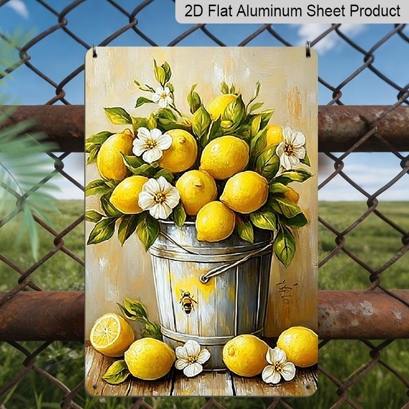 

2D Flat 1pc Lemon Aluminum Sign Summer Wall Art Decoration Suitable for Courtyard, Backyard, Gate, Home, Coffee Shop, Bar, Club, Farmhouse, Garden 20*30cm