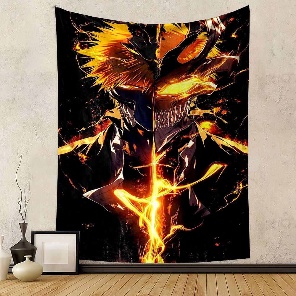 "Fiery Skull Fusion Anime Art Tapestry" Patterned tapestry home decor, suitable for bedroom and living room, gift