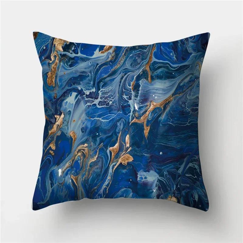 45*45 Marble Ocean Sea Pattern Polyester Throw Pillow Living Room Cushion Cover Home Decoration Sofa Decorative Pillowcase