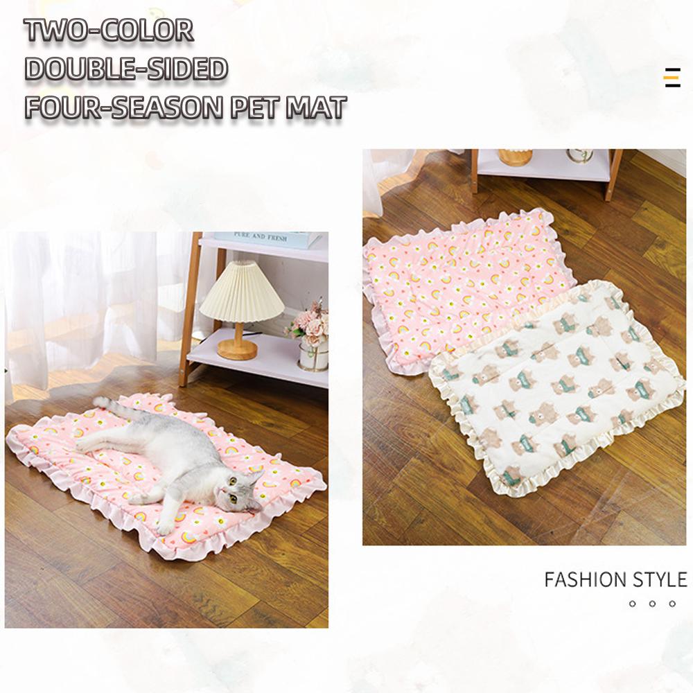 Für doppelseitige Farb-Flanell-Haustiermatte Prinzessinnenstil Verdicken Kätzchen Welpenbett Sofamatratze Kissen für Mittelgroße Große Haustiere Leer