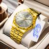 Men'S Watch Stainless Steel Waterproof Non-Mechanical Luminous Calendar Fashion Steel Belt Watch
