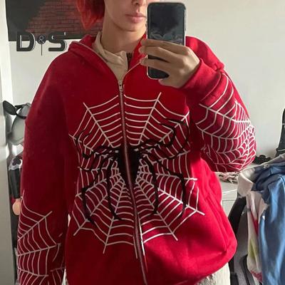 Moteriški megztiniai su voratinkliu spausdinti punk striukės Gatvės apranga Gotikos stiliaus vintažinis paltas su gobtuvu rudens žieminiai drabužiai