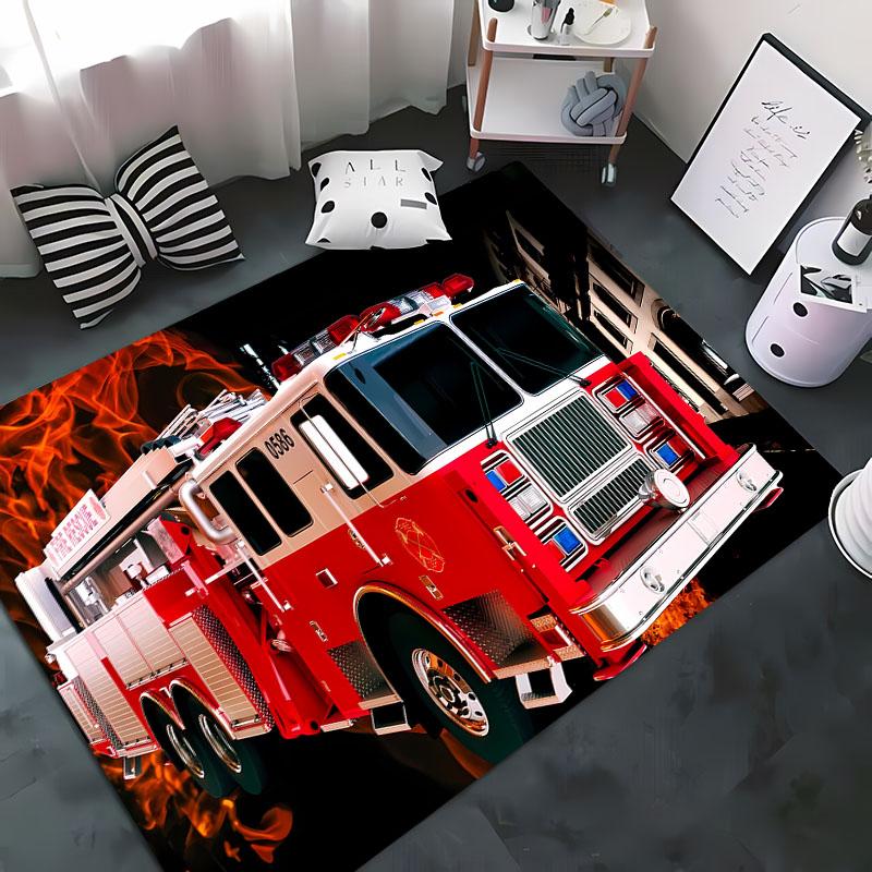 3D Printed Fire Engine Whistle Carpet, Living Room Bedroom Mat Children's Room Soft and Comfortable Anti-slip Rug Christmas Gift
