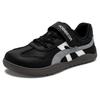HOBIBEAR Wide Toe Shoes Boys Girls Barefoot Zero Drop Sneakers Hook Loop Artificial Leather Mesh Breathable Shoes for Big Kids