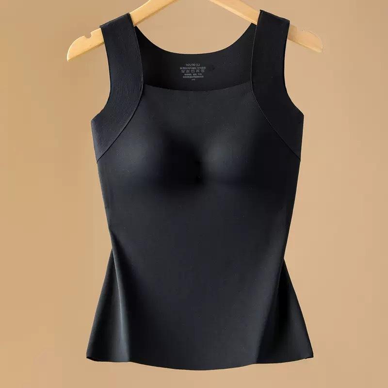 Wide Strap Camis Women Solid Color U Neck Crop Tops Fashion Padded Tube Top Female Sleeveless Camisole