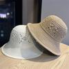 Spring and Summer New Simple Hollow-out Knitted Fisherman Hat, Casual Women's Sun Protection Large Brim Foldable Breathable Bucket Hat
