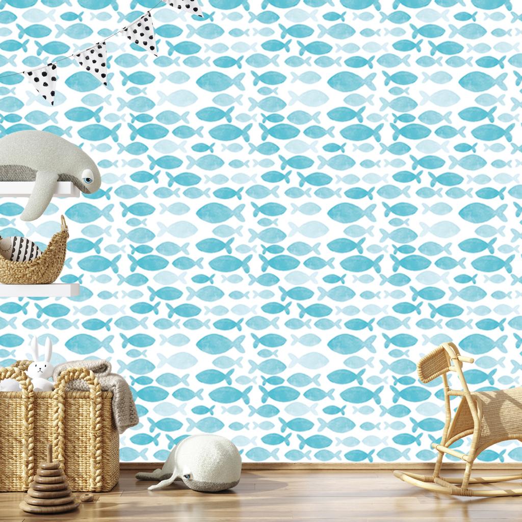 Watercolor Fish Wallpaper for Living Room and Bedroom 50x1000