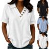 Dames Casual Losse Pasvorm Top met Korte Mouwen V-hals Knopen Detail Lichtgewicht Zomer Blouse Comfortabele Dagelijkse Kleding
