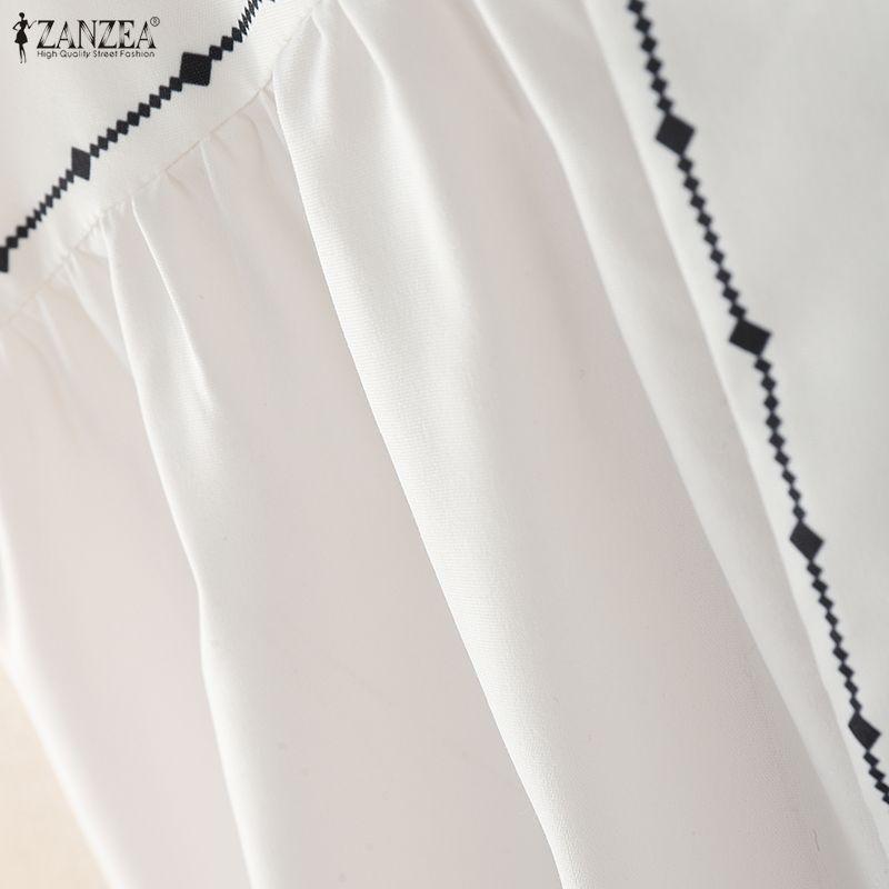 ZANZEA Women Casual Round Neck Loose Sleeveless Print Tank Tops