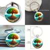 Decorative Glass Keychain Featuring Bright Tree Pattern For Home And Office Keys