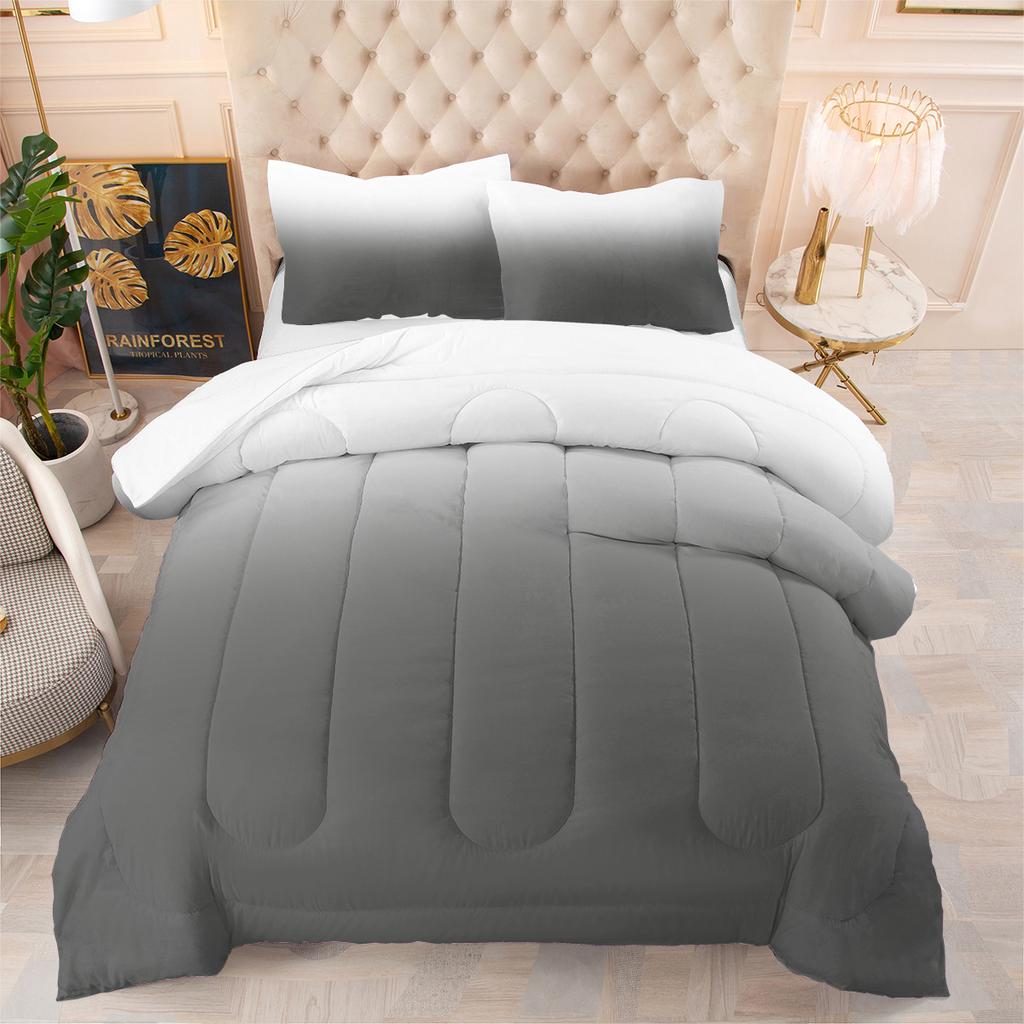 Quilt Gradient Clouds Sky Layered Feather Silk Quilt Fat Quilt Core Rainbow Quilt Cover Three-piece Set
