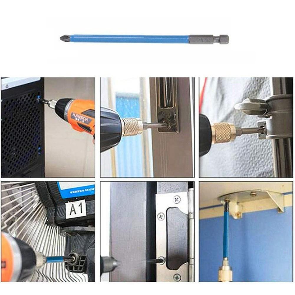 10PCS 150mm 1/4 Hex Shank Fits Magnetic PH2 Long Reach Electric Screwdriver Bits