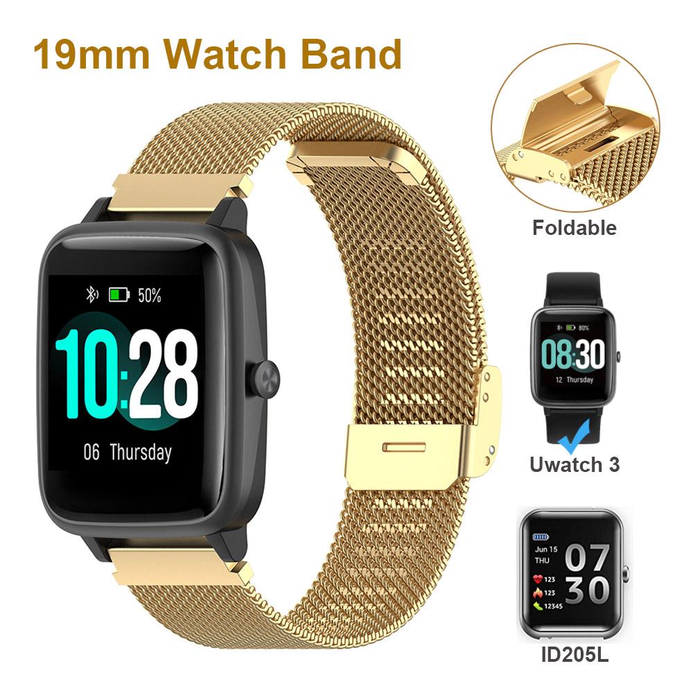 Klassisches Uhrenarmband für 19mm ID205L Veryfitpro Smartwatch Edelstahlarmband Ersatzarmband für Uwatch 3 ID205G ID205 ID205U