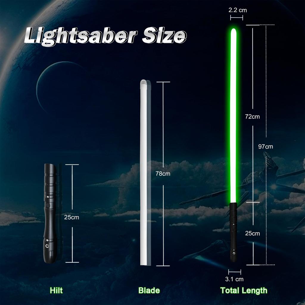 YDD Jedi Sith Lichtschwert mit Aluminium 16 Farben LED Lichtschwert für Intensive für Erwachsene Griff RGB Griff, Ändert, Kämpfe, (Schwarze Klinge)