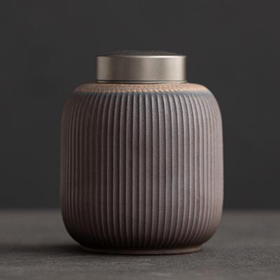 Tin Lid Threaded Gold-plated Tea Can Japanese Coarse Pottery Size Sealed Storage Jar Tea Warehouse Ceramic Candy Storage Jar