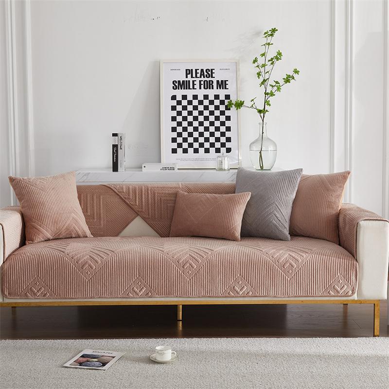 Nordic Solid Color Thicken Plush Sofas Covers Winter Universal Sofa Towel Anti-slip Couch Slipcover for Living Room Home Decor