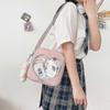 Square shoulder bag, transparent heart-shaped crossbody bag, PU leather shoulder bag, Pink