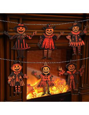 Dwuwymiarowa Dekoracja Wejściowa na Halloween 0,4 cm Dynia Strach na Wróble, Dekoracja na Imprezę Plenerową, do Ogrodu i na Ścianę, Dziedziniec