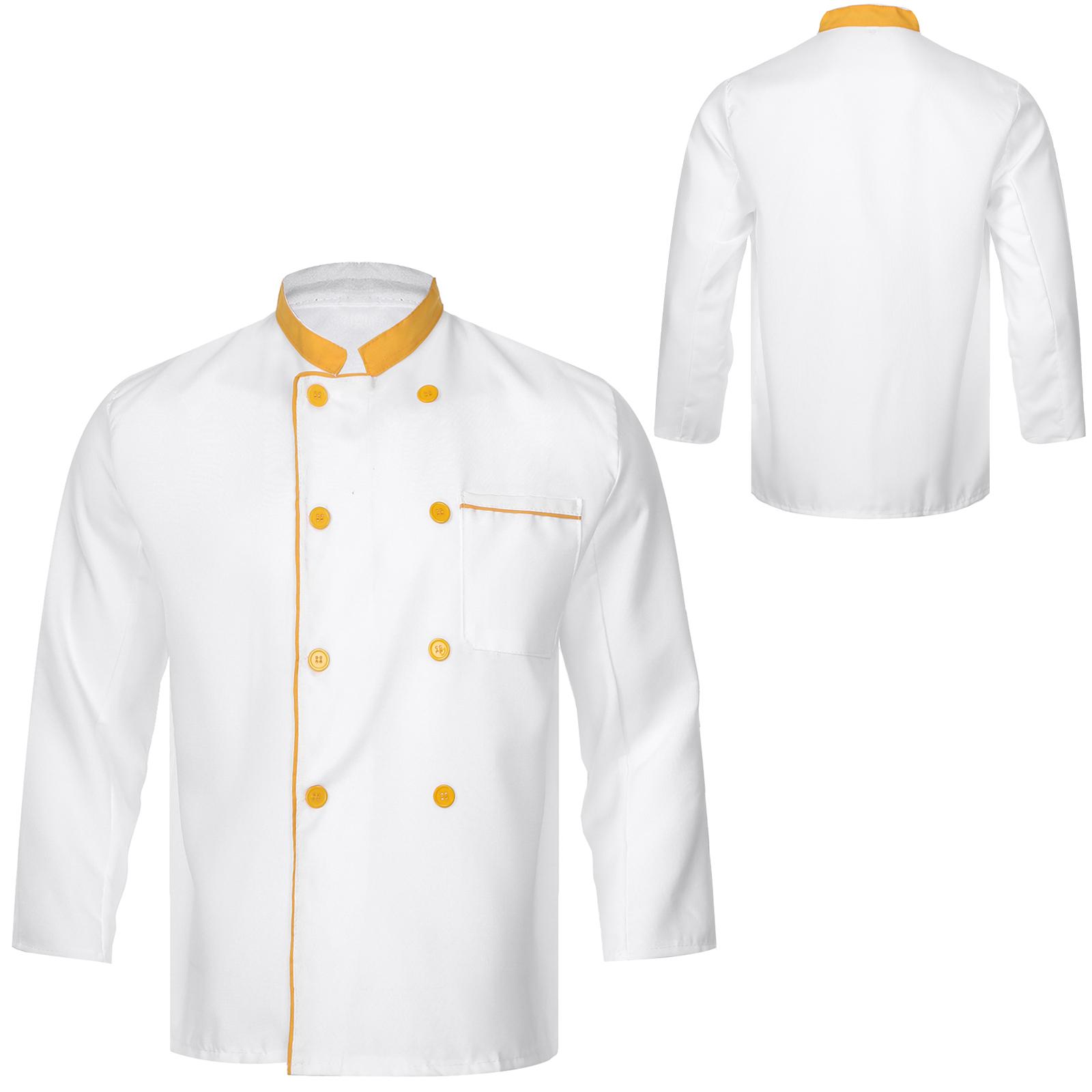 

Мужская куртка повара, пальто повара, униформа для кухни ресторана, рабочая одежда с длинным рукавом XL жёлтый