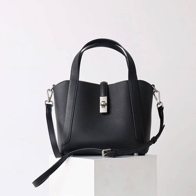 

Best-selling Europe America Basket Bag New High-end Tote Bags High-quality Cowhide Shoulder Bags Simple Versatile Crossbody Bags 21x12x19cm чёрный