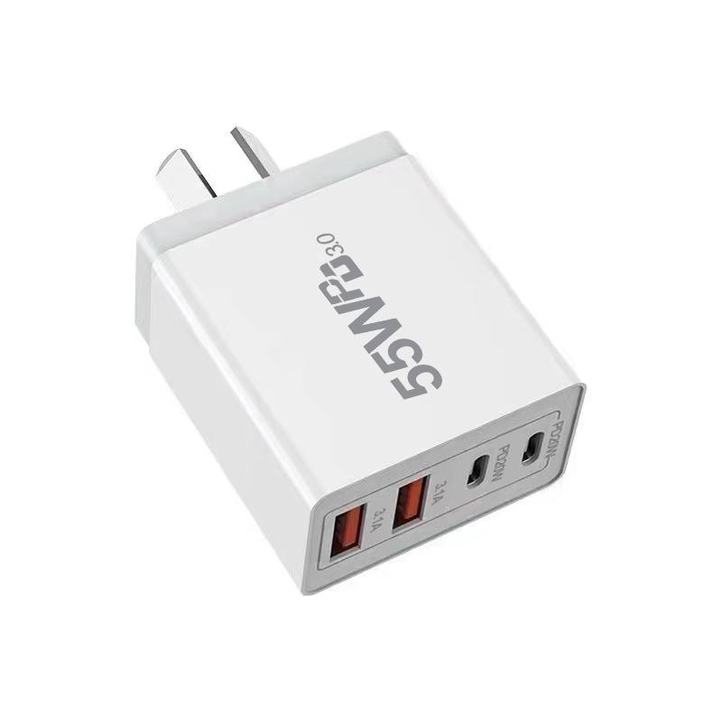 PD Quick charger 55W fast Wall charger plug For AU/EU/UK/US mobile phone charger Type-c or USB Universal Home office USB C