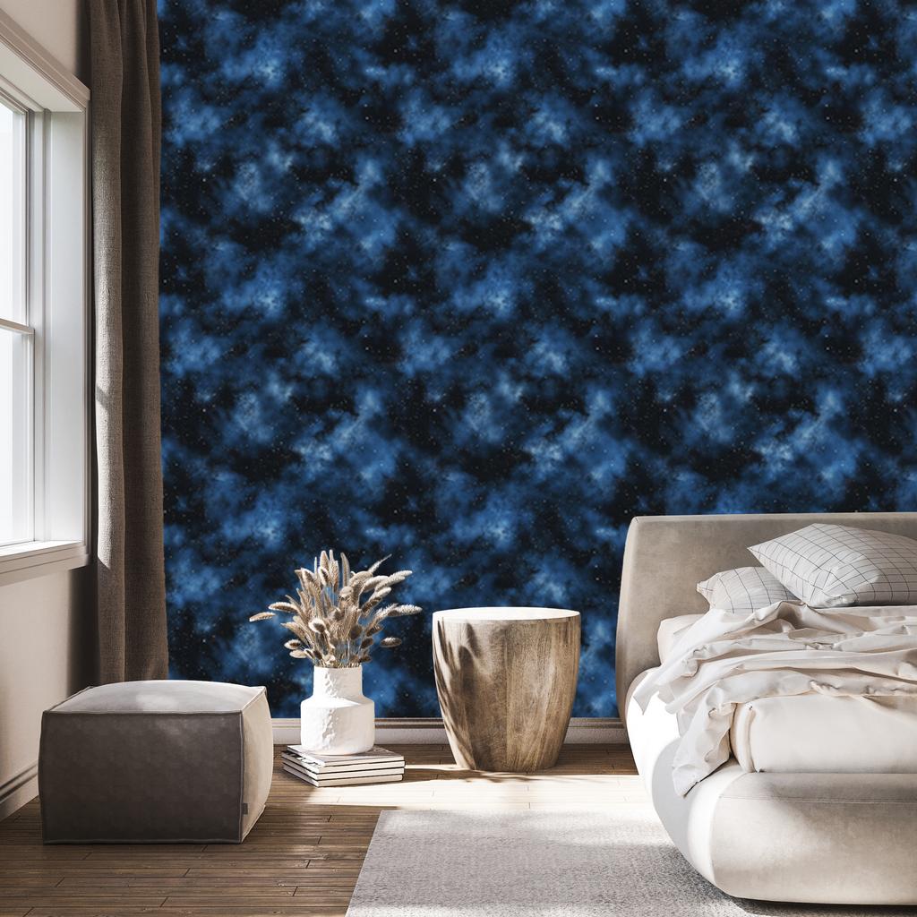 Watercolor Galaxy Navy Blue Wallpaper for Living Room and Bedroom 50x1000