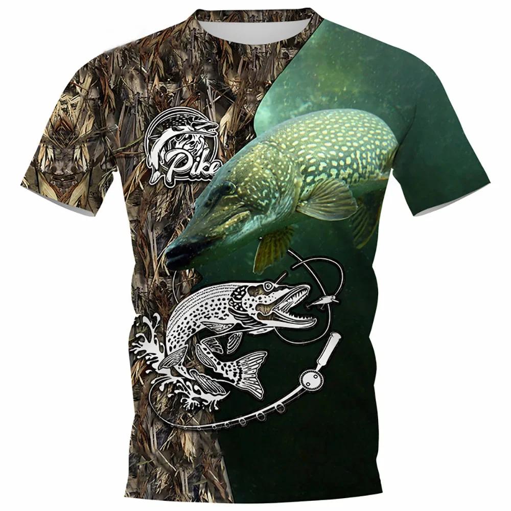 Summer Fashion 3D Fish Printed Short Sleeve Men's T-Shirt Summer Fashion Street Men's Clothing T Shirt Men Daily Casual Tops