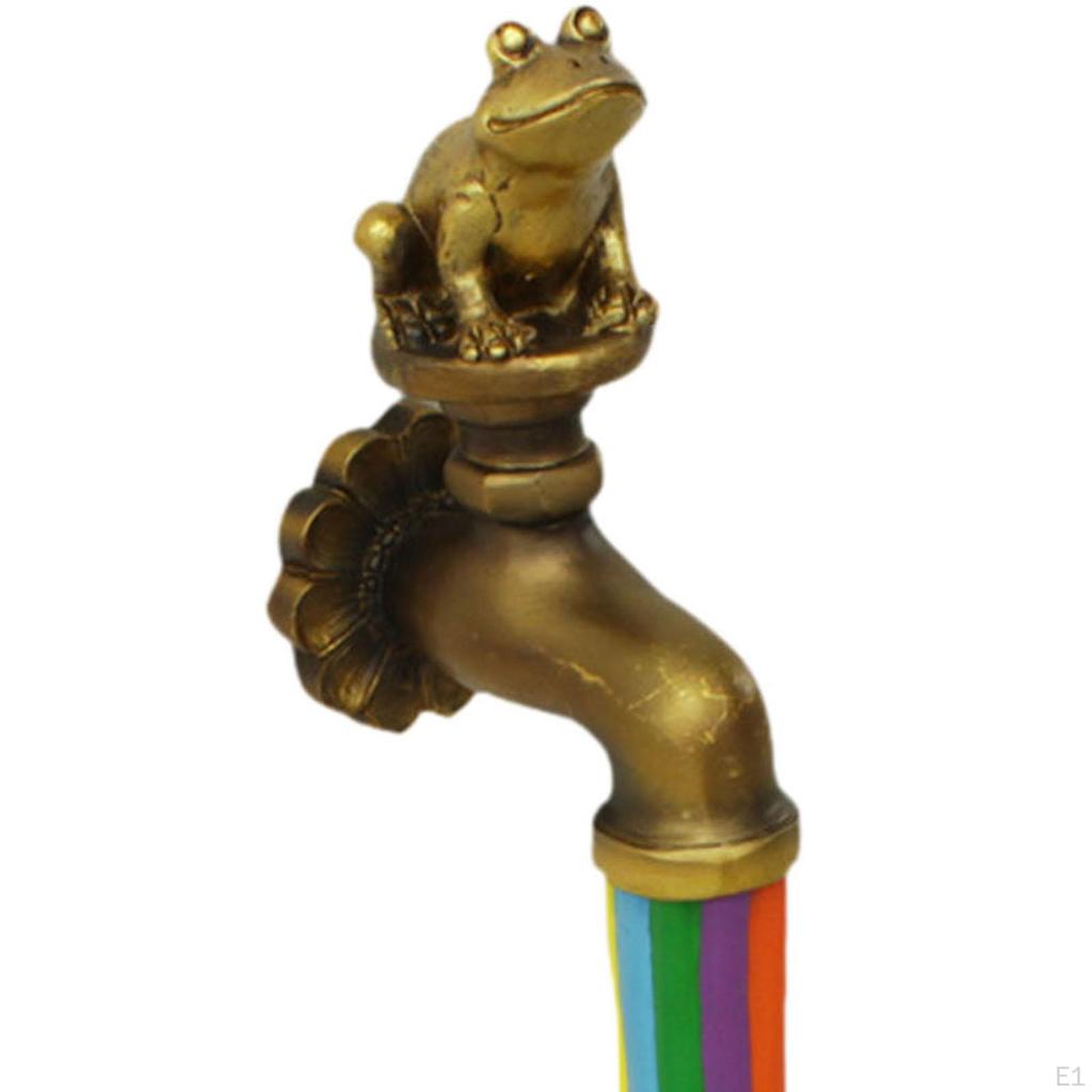 Rainbow Faucet Garden Statue Resin Frog Figurine Home Yard Creative Sculpture Animal Figure for