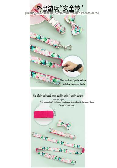 Flower Pattern Dog Collar and Leash Set