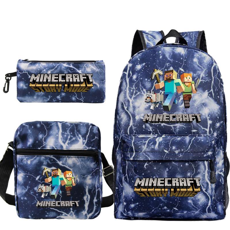 Game Merchandise Print Fashion Children'S Backpack Student Schoolbag Stationery Bag Messenger Bag Three-Piece Set