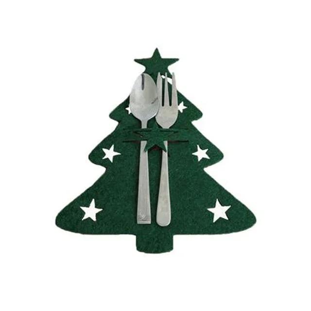 Star Tree Elk Design Cutlery Holder Christmas Knife Fork Pocket Bag Utensil Cover for Holiday Table Decoration