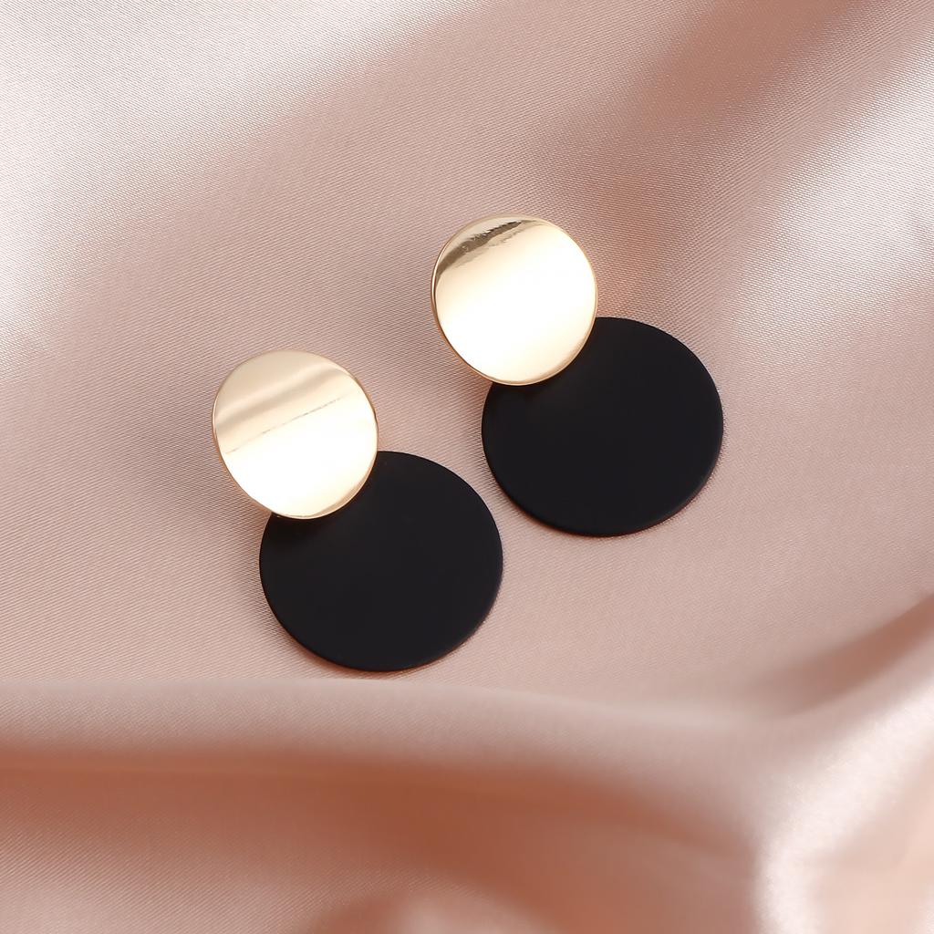 Geometric Versatile Disc Ring Earrings, Temperament God Cold Wind Paint Spray Paint Earrings