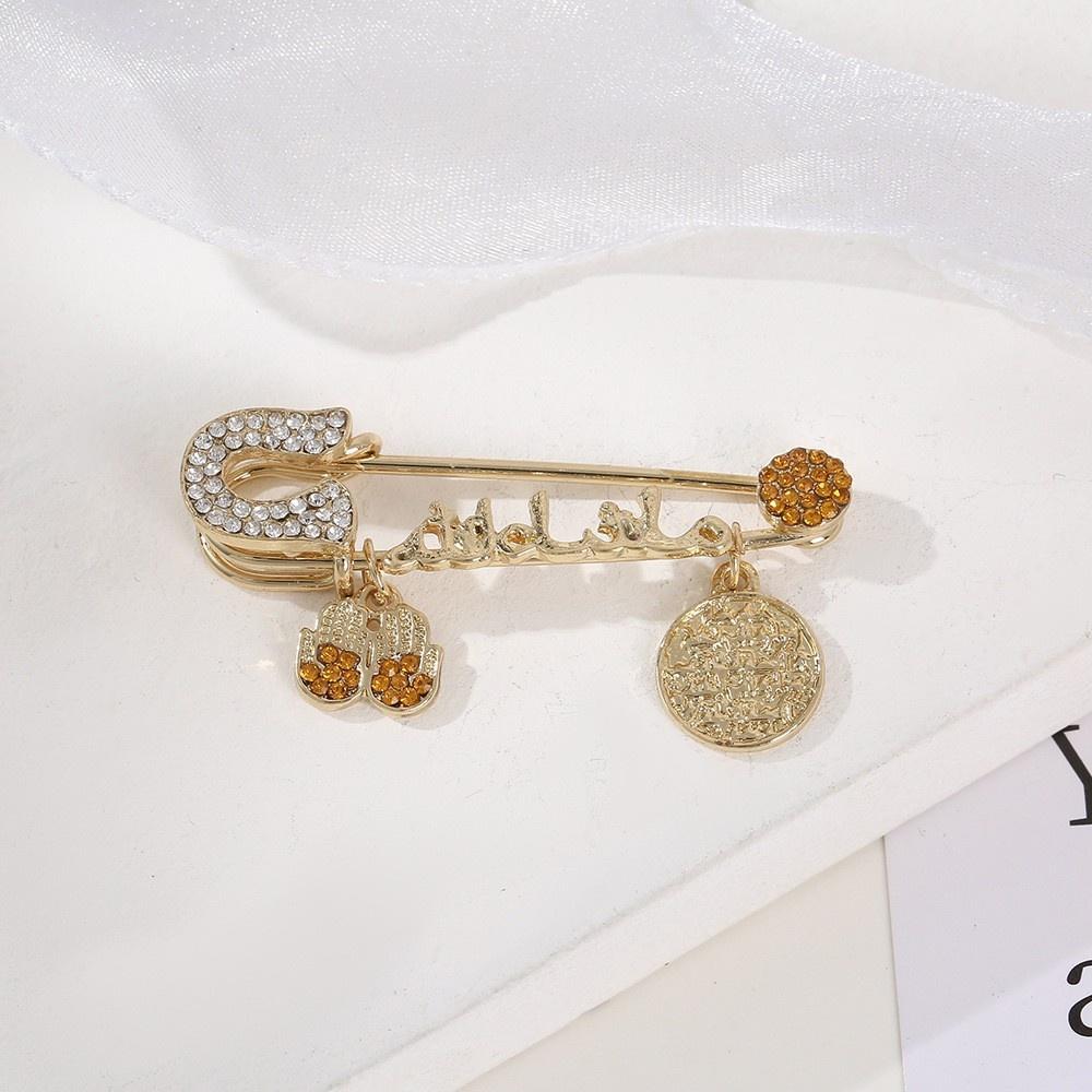 Blue-Eyed Palm Crown Letter Zircon Brooch Fashionable Personalized Retro God's Eye Design New Wholesale Brooch